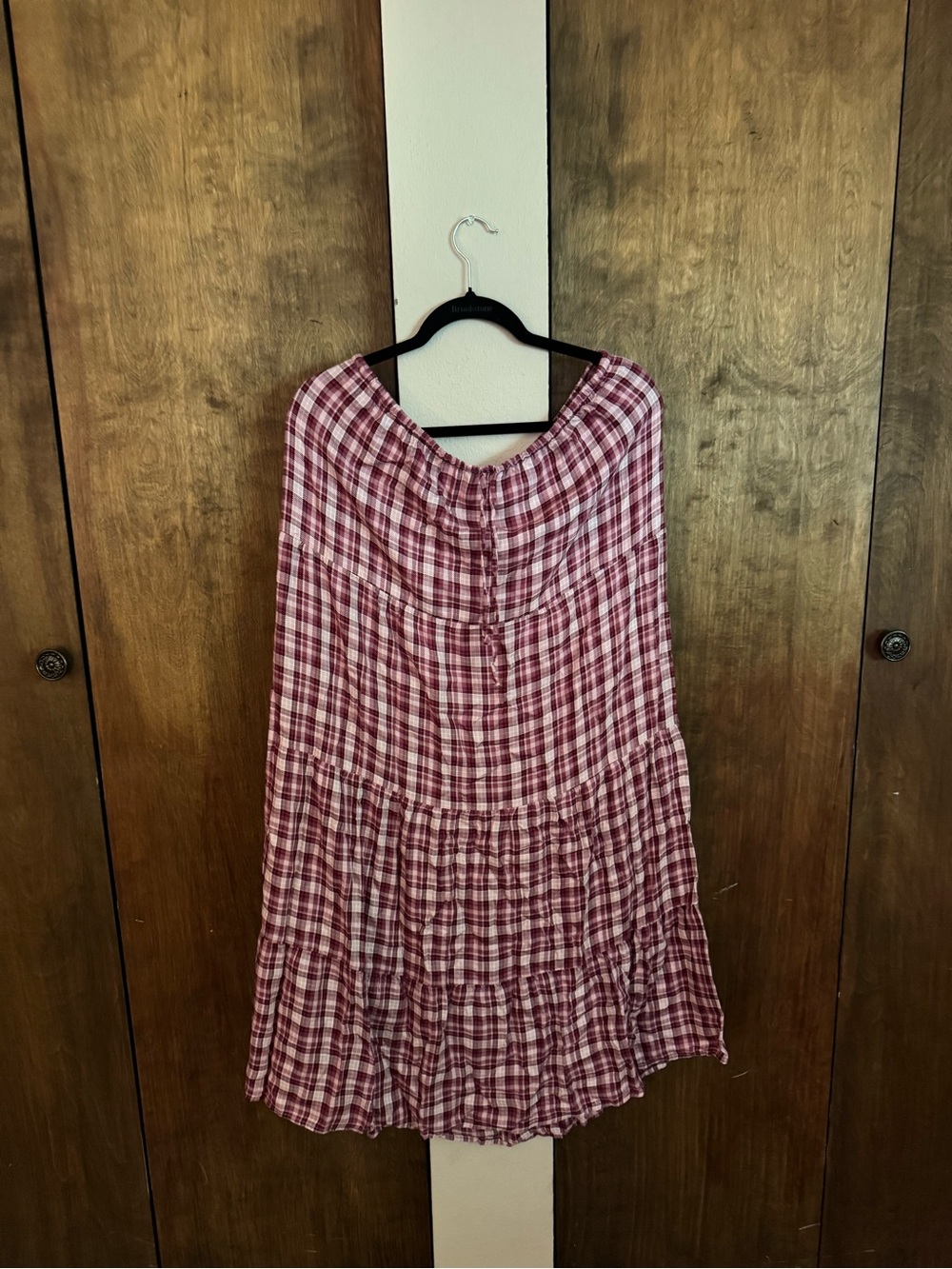 No Boundaries Red Plaid Tiered Maxi Skirt